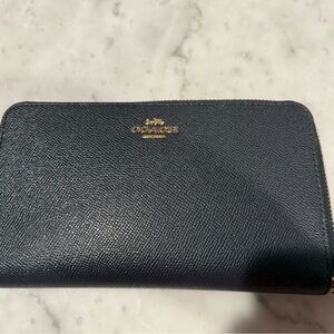 Coach navy blue Leather Zip around wallet